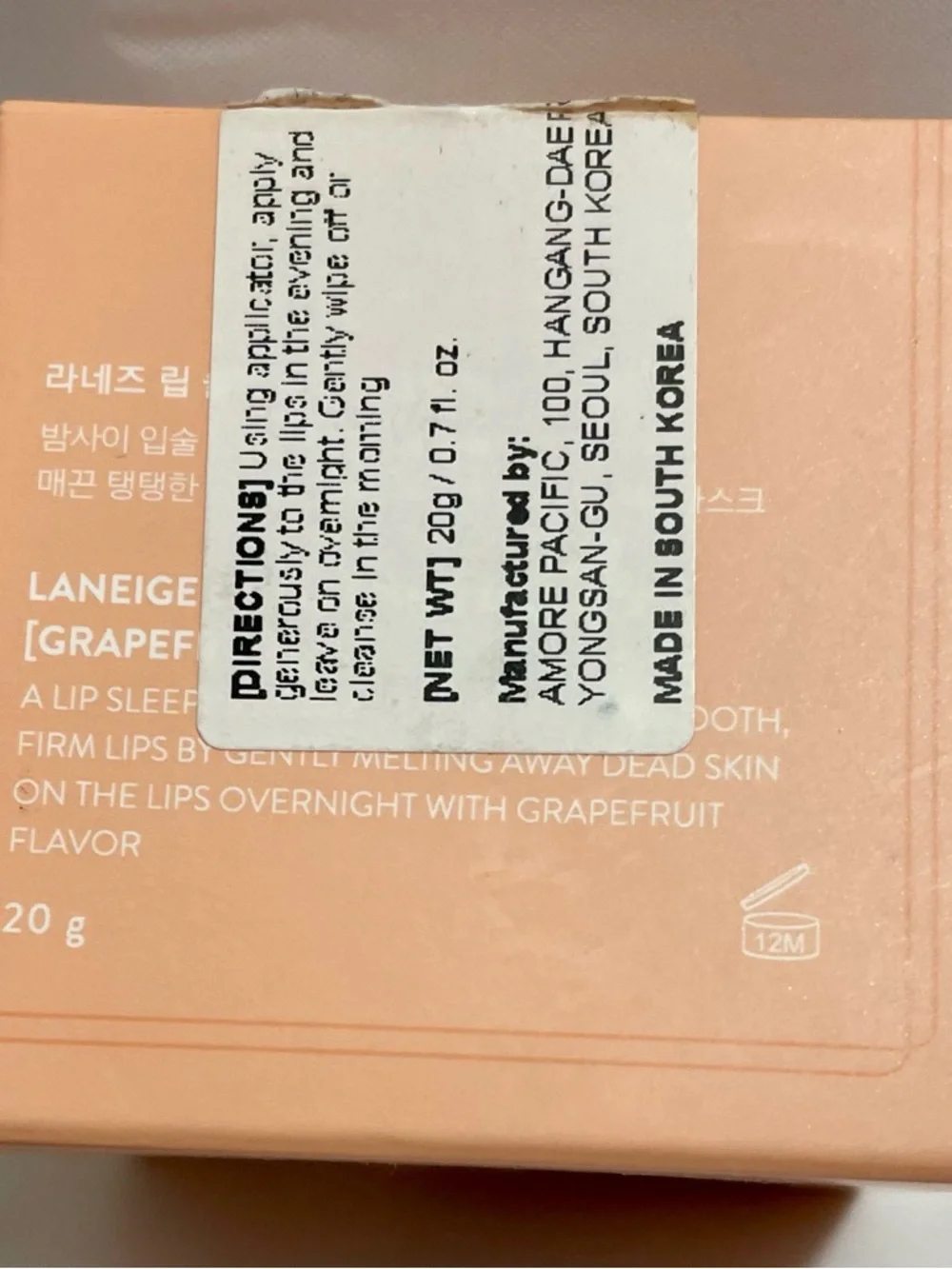 LANEIGE Grapefruit Lip Sleeping Mask- Full Size 20Gm